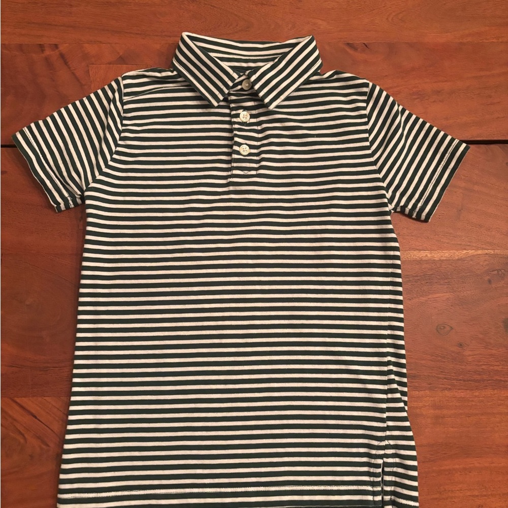 Crewcuts Hunter Green and White Striped Polo Shirt great Holiday Top